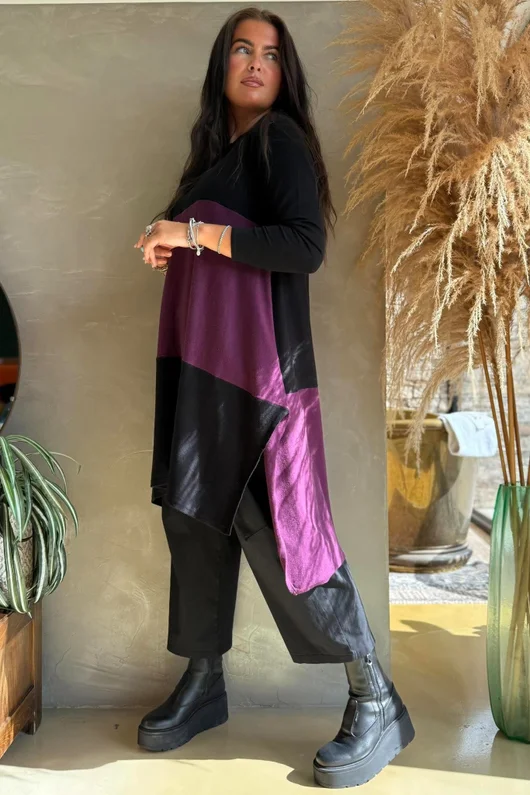 Agata Longline Split Side Knit Blackcurrant